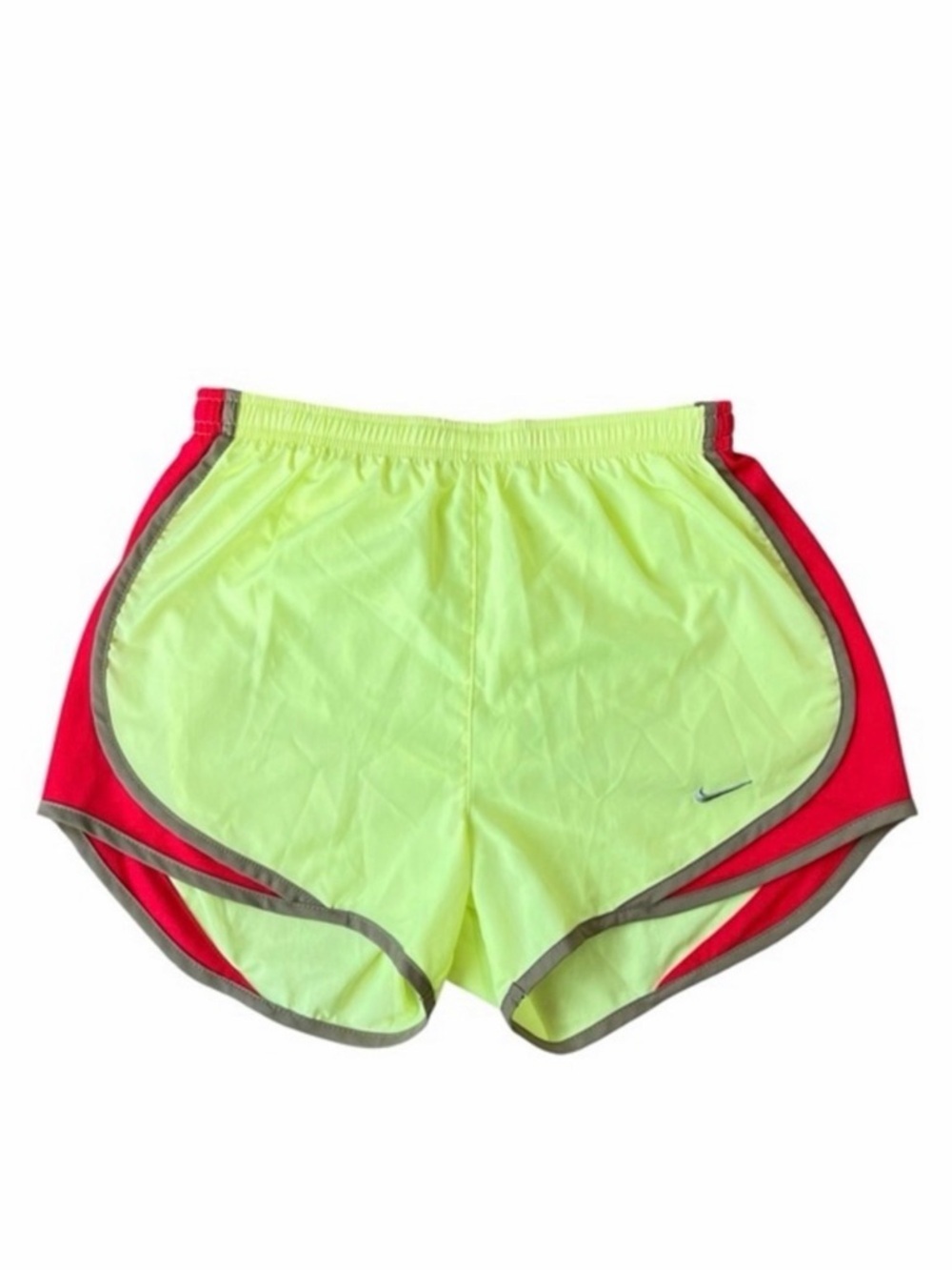 Nike Dri-Fit Tempo 3” High Rise Neon Yellow and Red Track Running Shorts Size XS